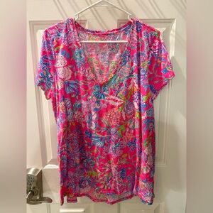 Lilly Pulitzer XL Vibrant Pink Floral Women's Top